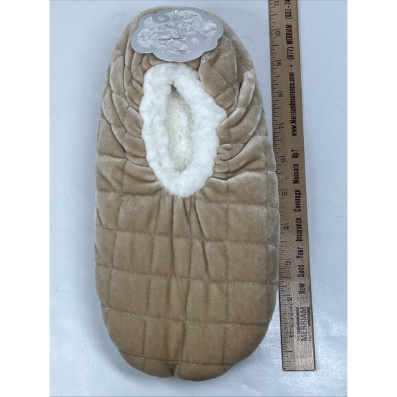 Fuzzy Babba Slipper Socks Tan Machine Washable OSFM Size 7-9.5 - Picture 8 of 8